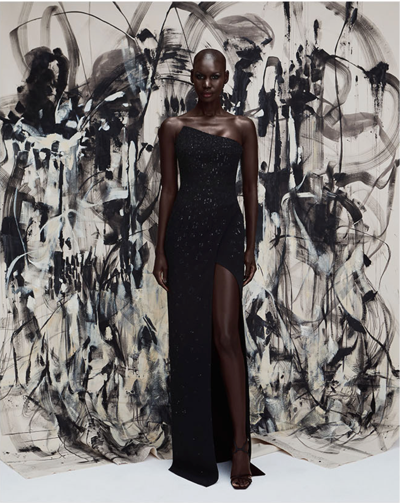 Mia Midnight Strokes Sequin Gown