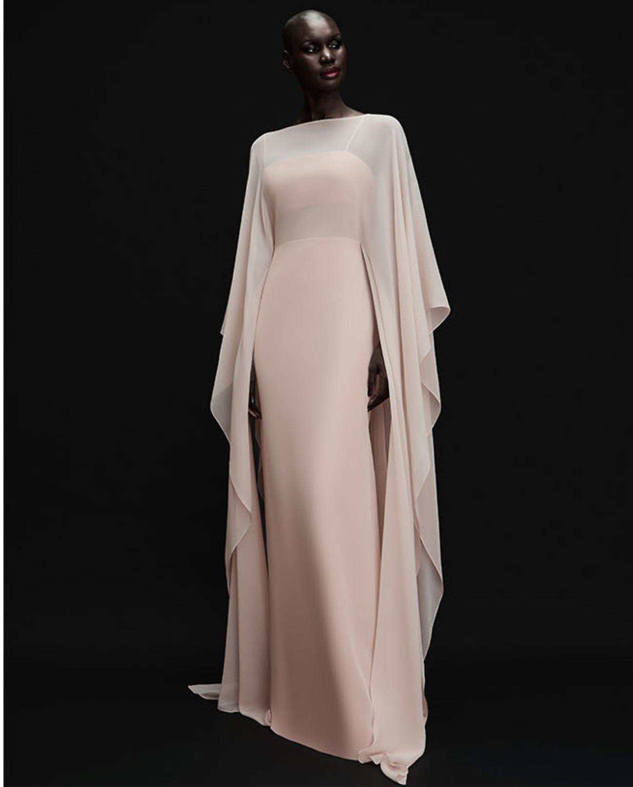 Ariana Silk Crepe Cape Gown