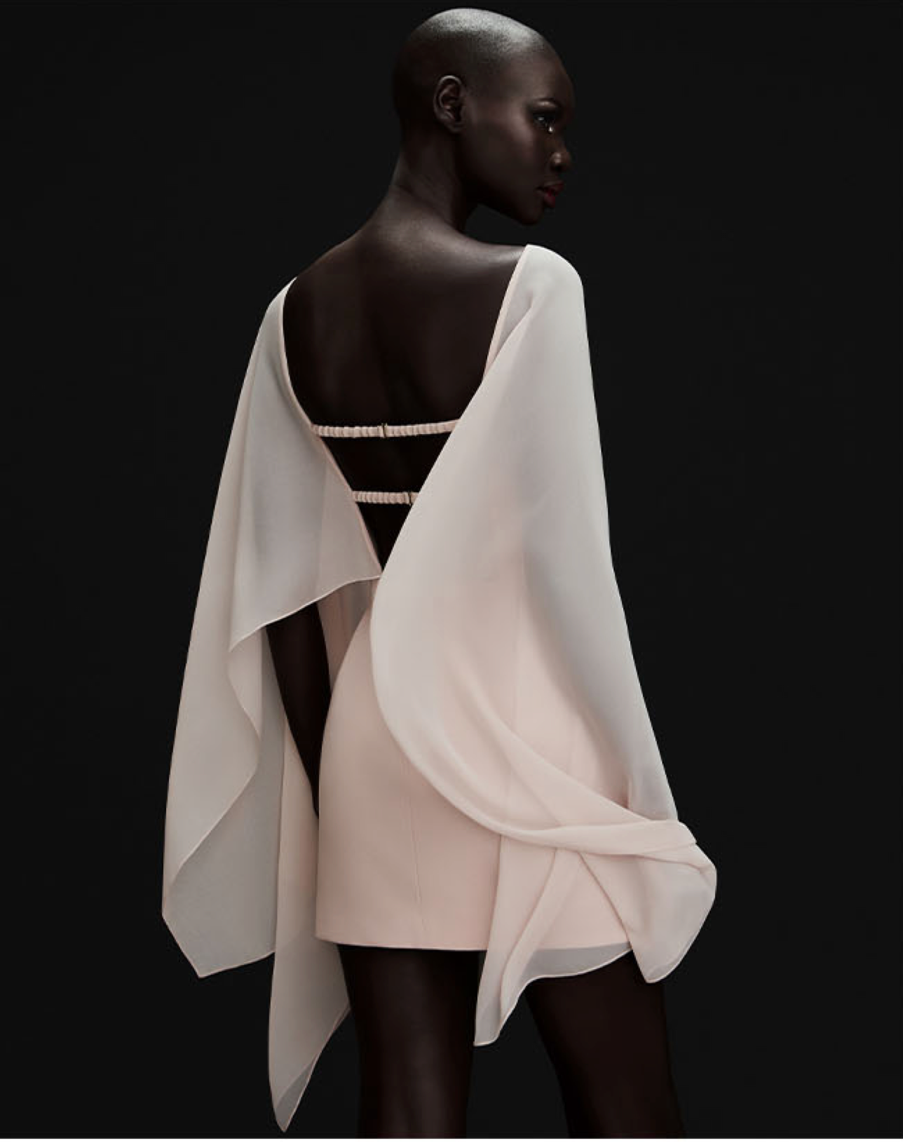Anna Sculpted Silk Chiffon Mini Dress