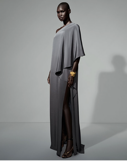 Claire Asymmetrical Draped Silk Gown