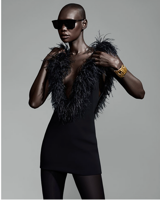 Zoe Feather Trim Mini Dress