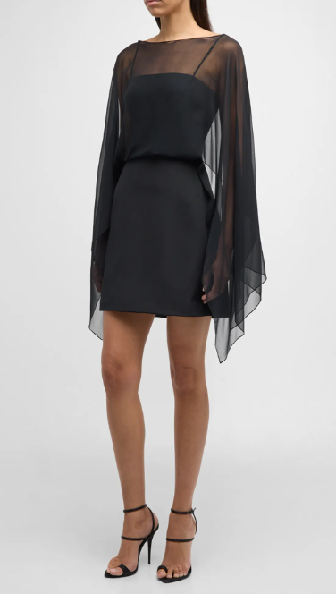 Anna Sculpted Silk Chiffon Mini Dress